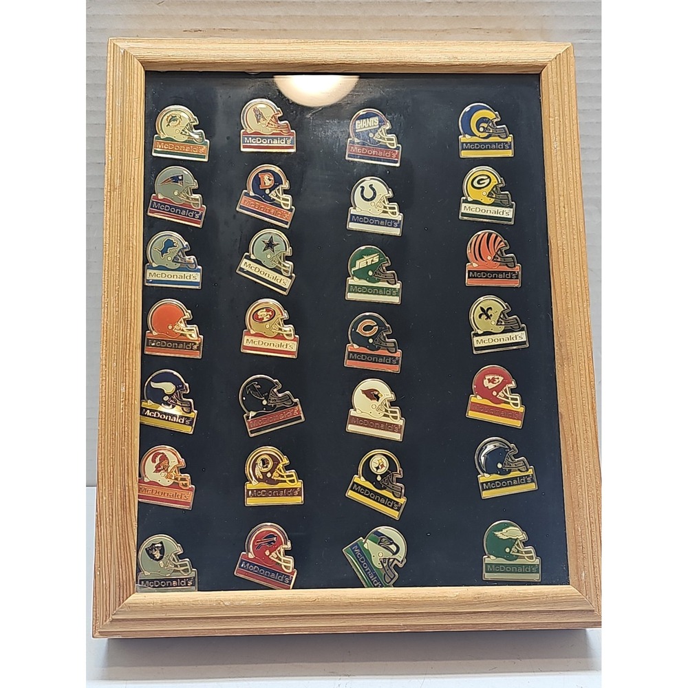 Vintage McDonald's 1994 NFL Football Team Pins Lot Of 28 & Case